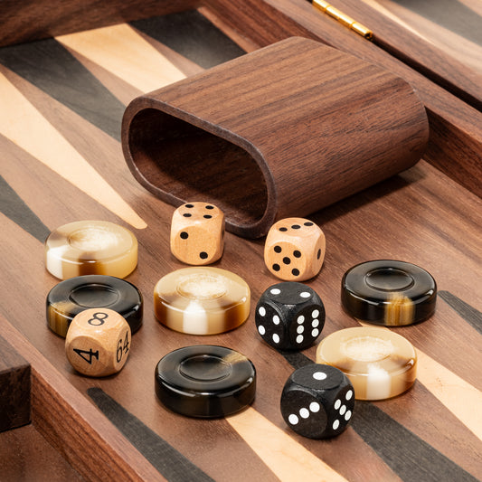 Lingle 14'' Premium Natural Walnut Folding Backgammon Sets