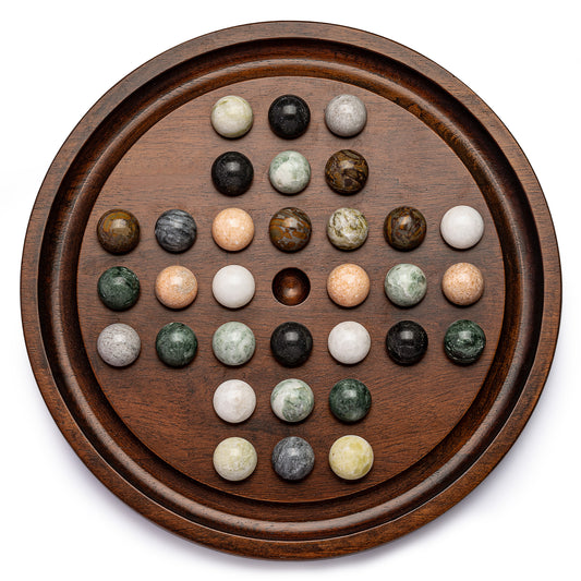 Lingle Solitaire Board Game with 32 Natural Marble balls