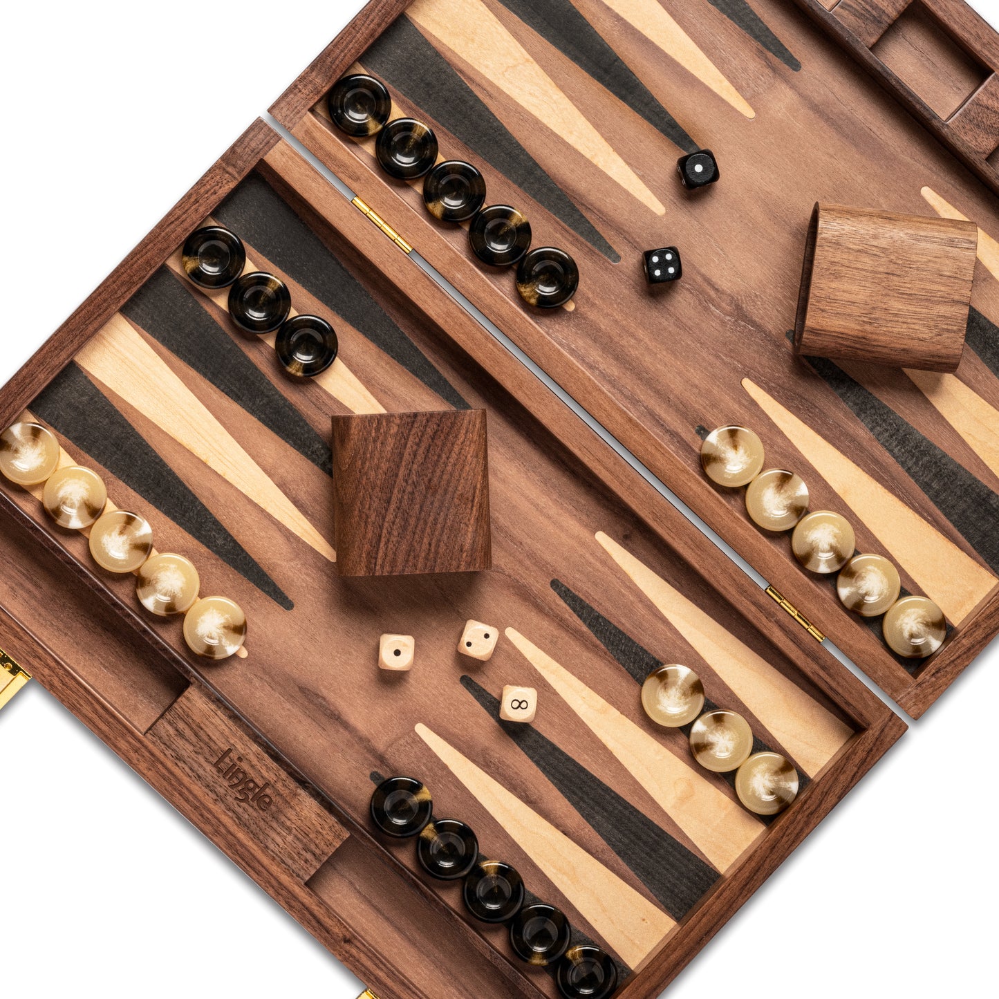 Lingle 14'' Premium Natural Walnut Folding Backgammon Sets
