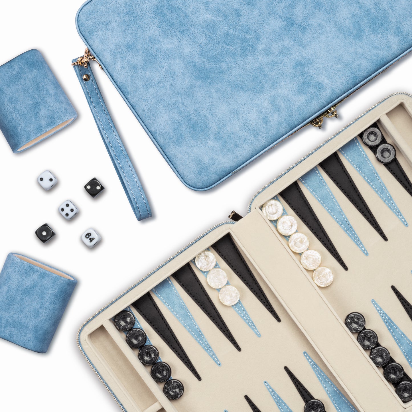 Lingle 9.4'' Portable Leather Backgammon Game Set
