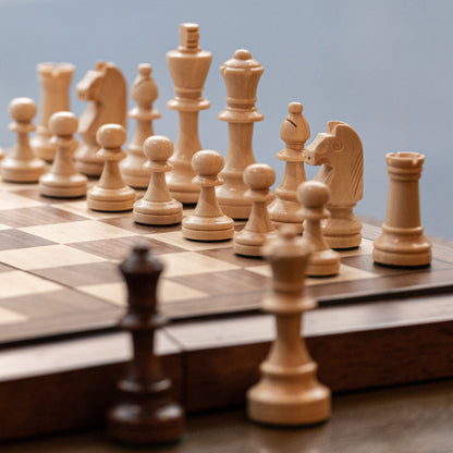Lingle 15'' Deluxe Solid Wood 3-in-1 Chess Set
