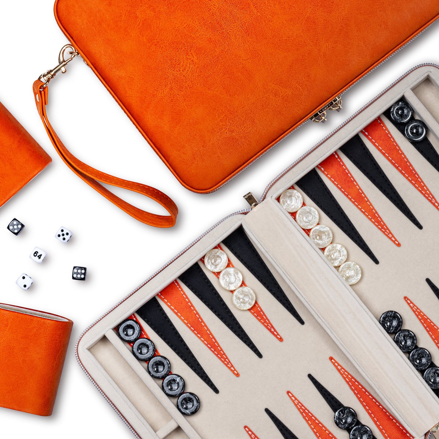 Lingle 9.4'' Portable Leather Backgammon Game Set