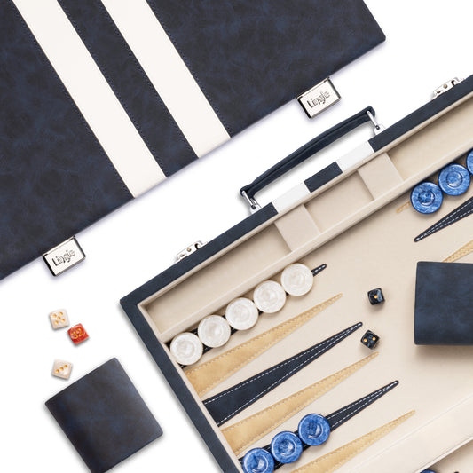 Lingle 15'' Travel Leather Backgammon Game Set
