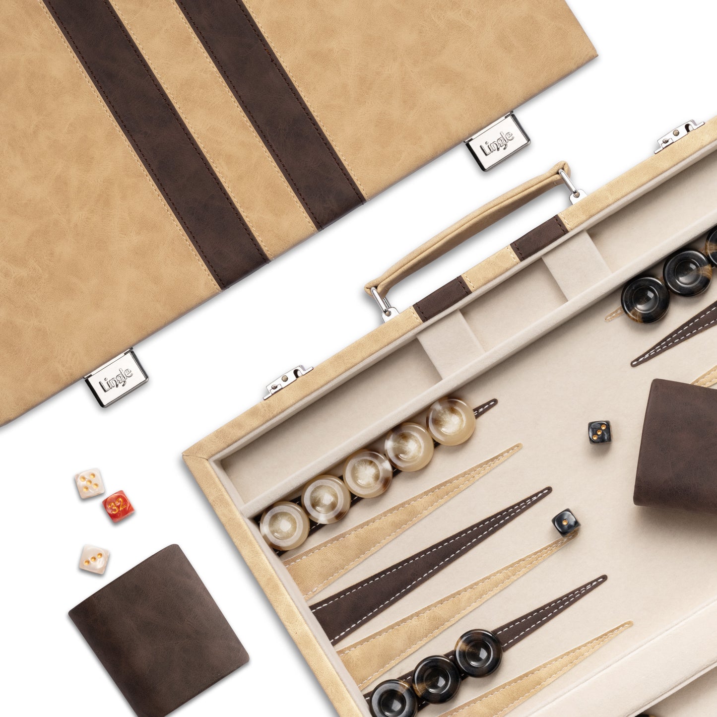 Lingle 15'' Travel Leather Backgammon Game Set