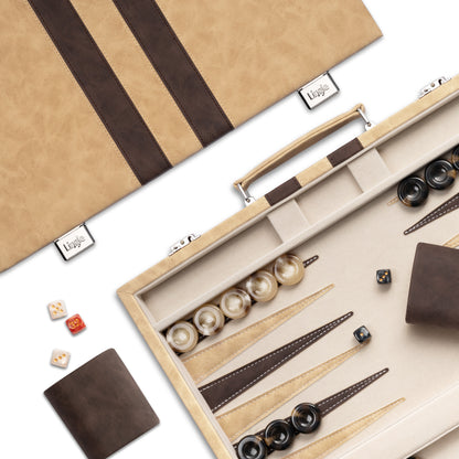 Lingle 15'' Travel Leather Backgammon Game Set