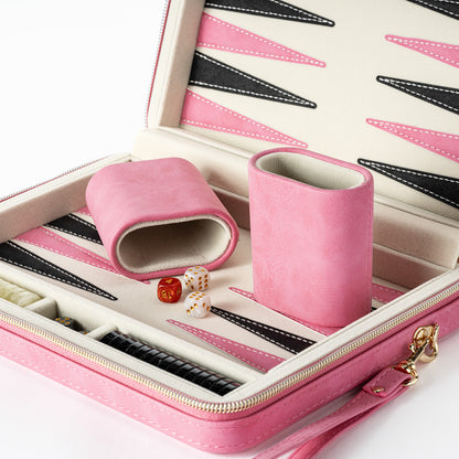 Lingle 9.4'' Portable Faux Leather Backgammon Game Set