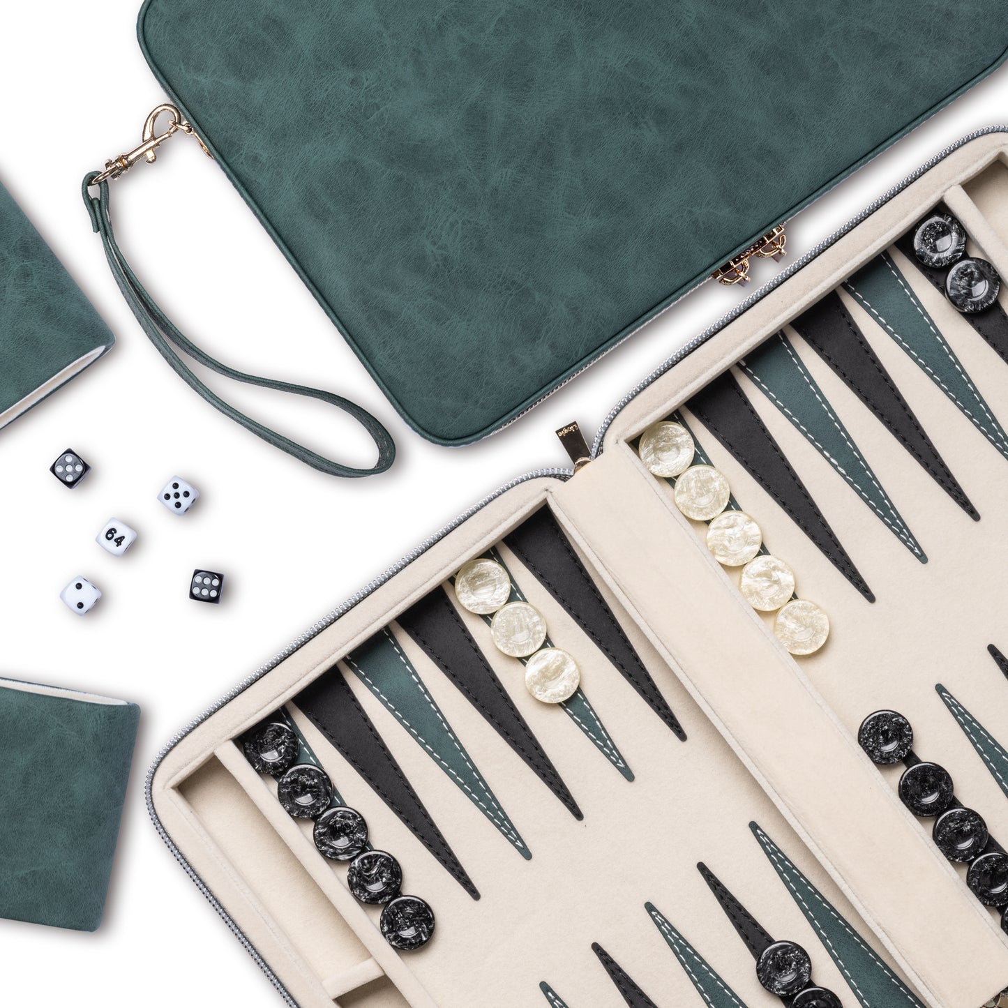 Lingle 9.4'' Portable Leather Backgammon Game Set