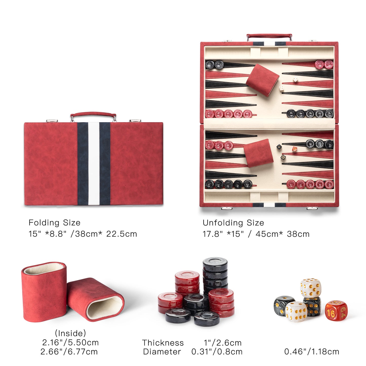 Lingle 15'' Travel Faux Leather Backgammon Game Set