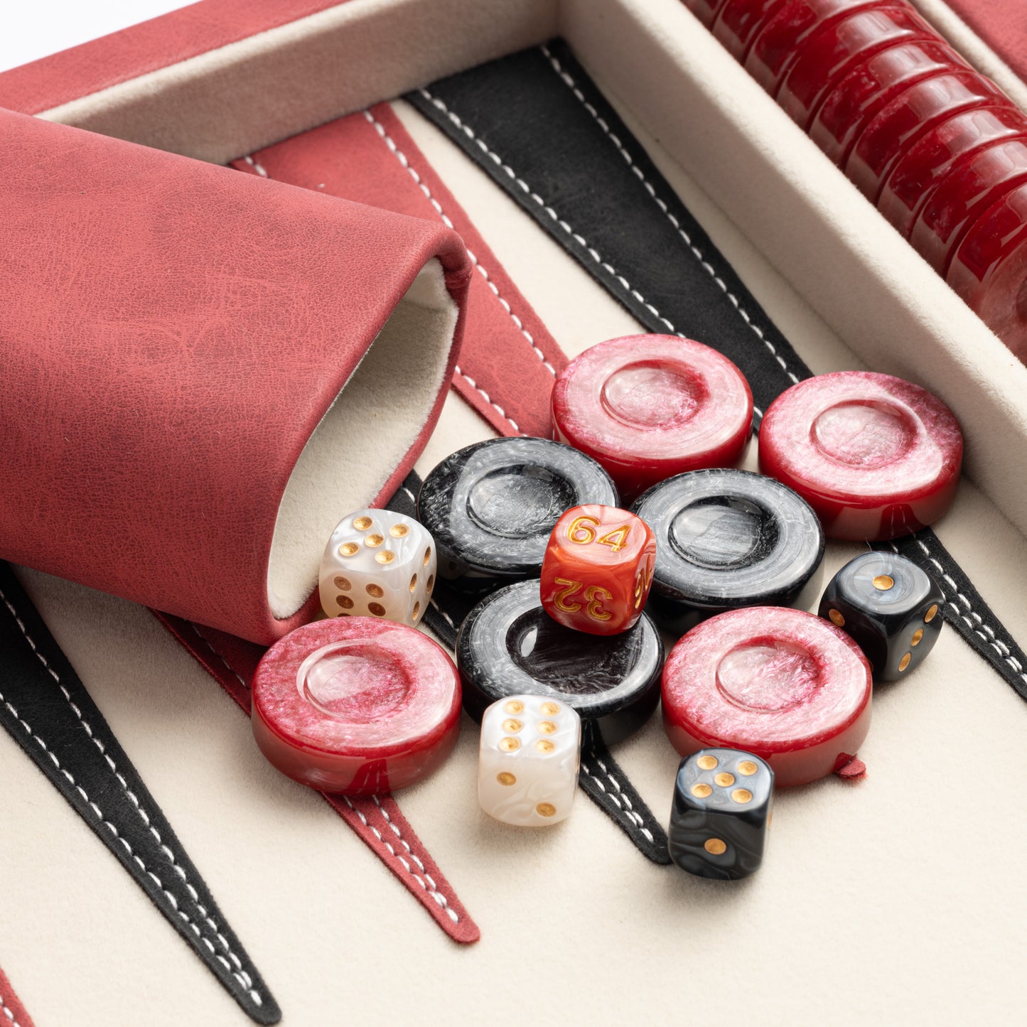Lingle 15'' Travel Faux Leather Backgammon Game Set