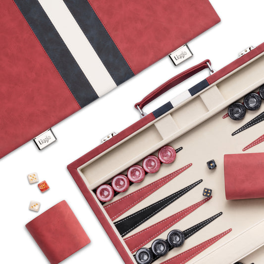 Lingle 15'' Travel Leather Backgammon Game Set