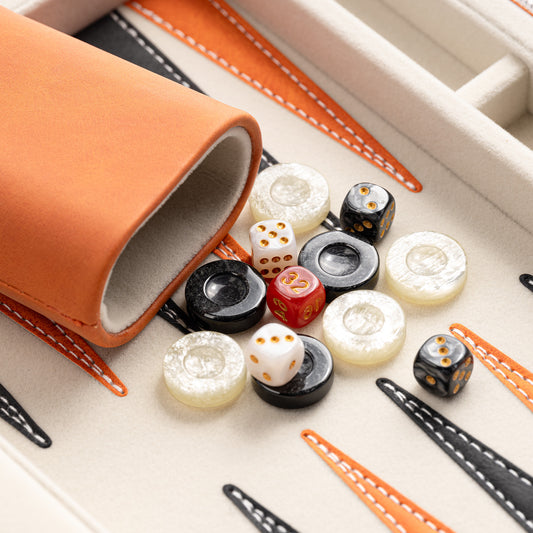 Lingle 9.4'' Portable Faux Leather Backgammon Game Set