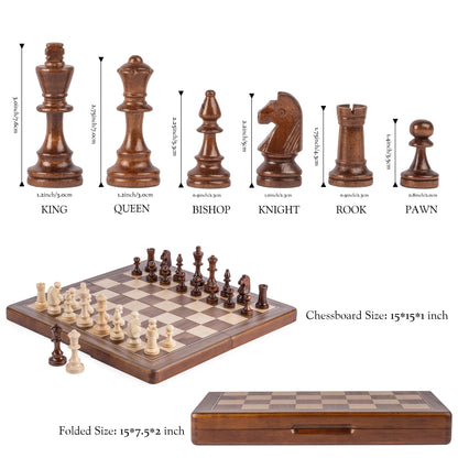 Lingle 15'' Magnetic Wooden Chess Set