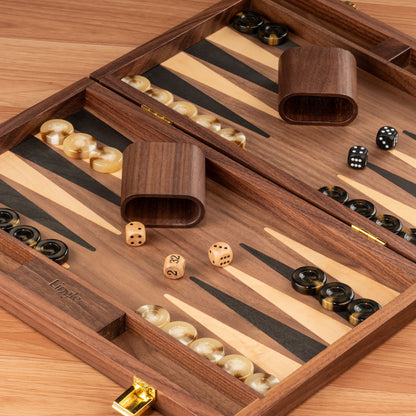 Lingle 14'' Premium Natural Walnut Folding Backgammon Sets