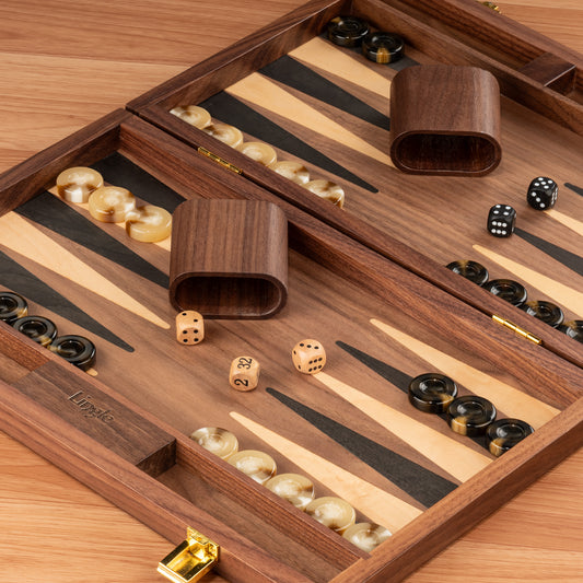 Lingle 14'' Premium Natural Walnut Folding Backgammon Sets
