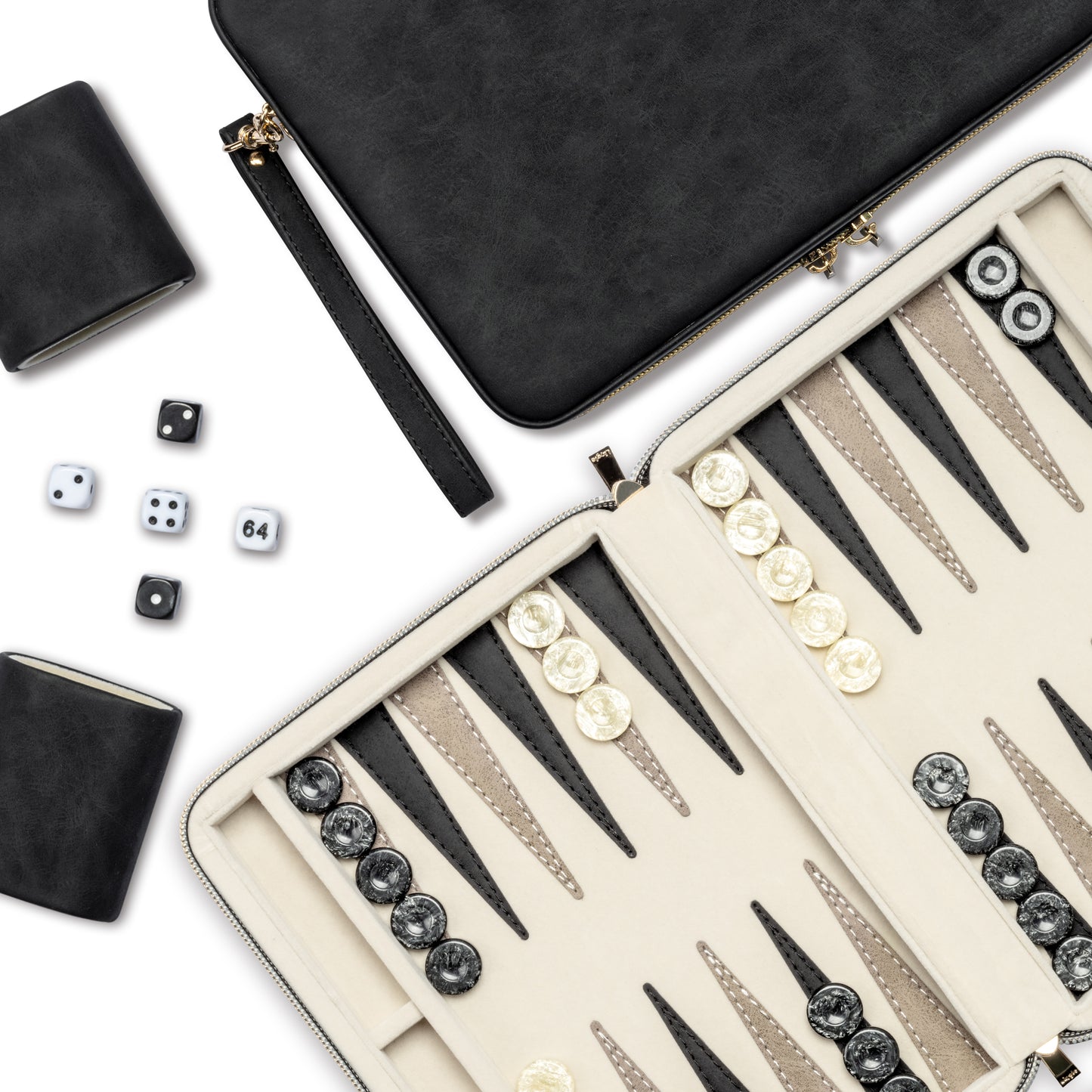 Lingle 9.4'' Portable Leather Backgammon Game Set
