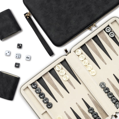 Lingle 9.4'' Portable Leather Backgammon Game Set