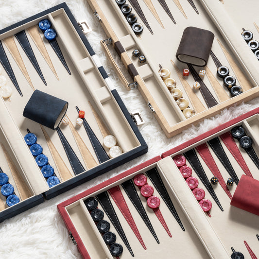 Lingle 15'' Travel Faux Leather Backgammon Game Set